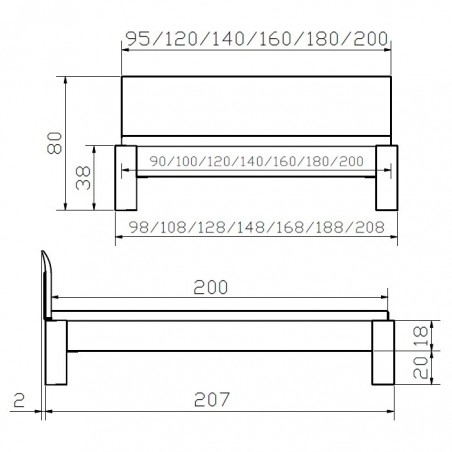 Lit naturel Ronda croquis