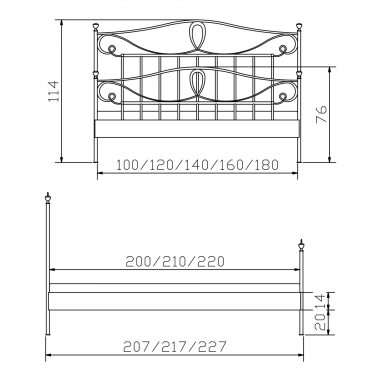 Lit en fer Romantic croquis