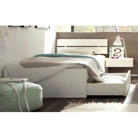 Schubladenbett Spazio Buche weiss deckend