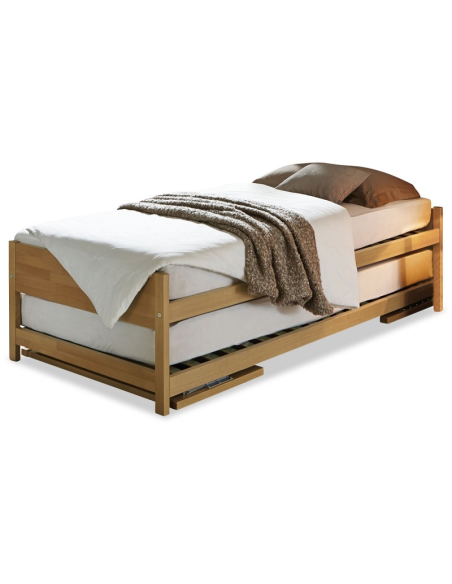 Lit gigogne Lido hêtre naturel, laqué