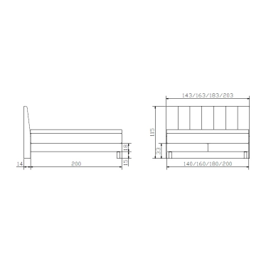 Boxspringbett Donna Skizze