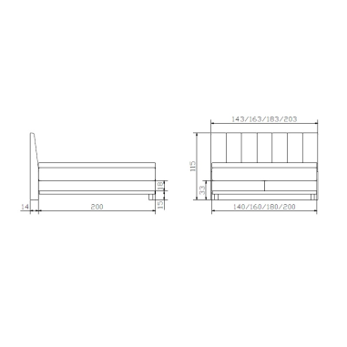 Boxspringbett Estela Skizze