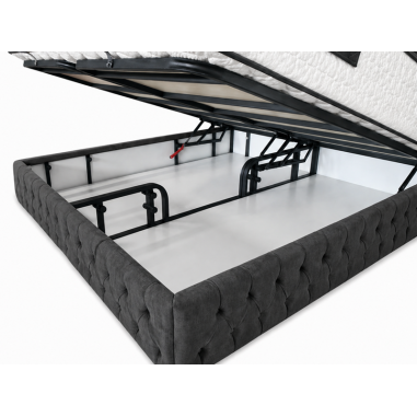 Lit boxspring Berne anthracite avec coffre de rangement