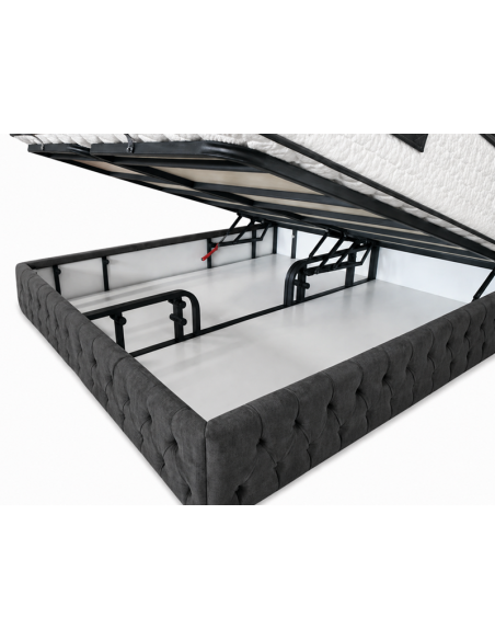 Lit boxspring Berne anthracite avec coffre de rangement
