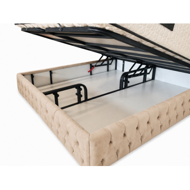 Lit boxspring Bâle beige avec coffre de rangement