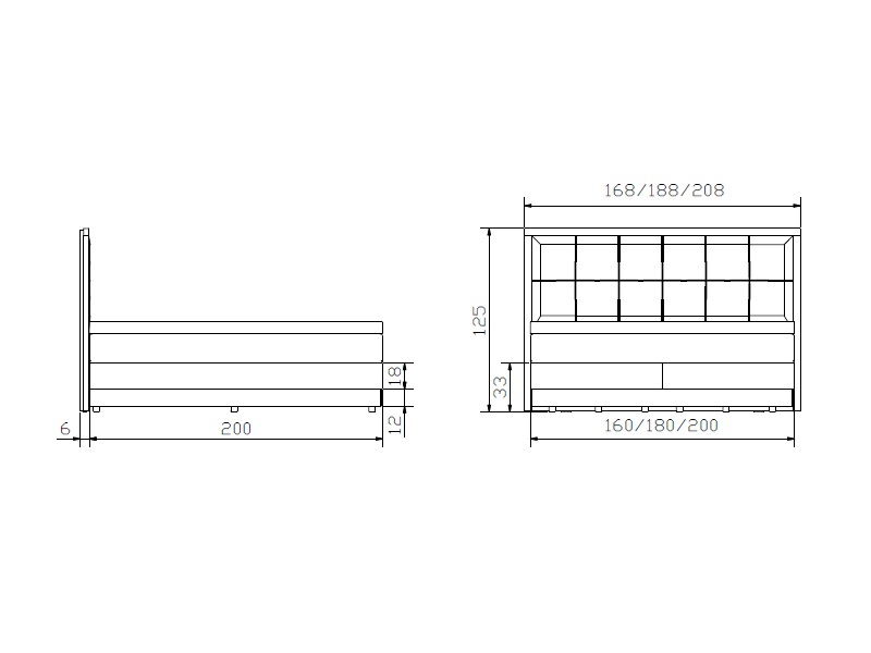 Lit boxspring Alba croquis