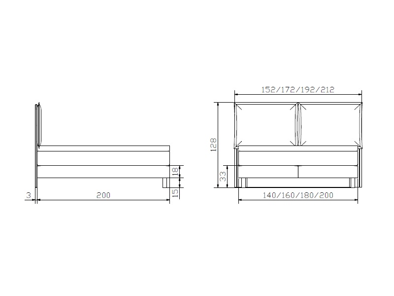 Lit boxspring Bonita croquis